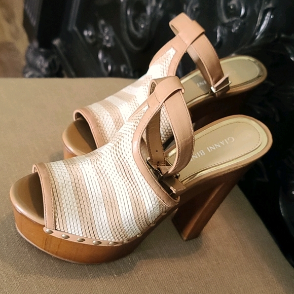 Gianni Bini Shoes - Gianni Bini Tan and Cream Platform Heels